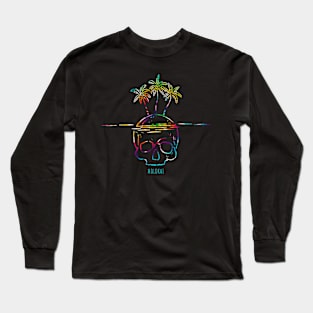 Molokai Hawaii Island Tye Dye Skull Art Long Sleeve T-Shirt